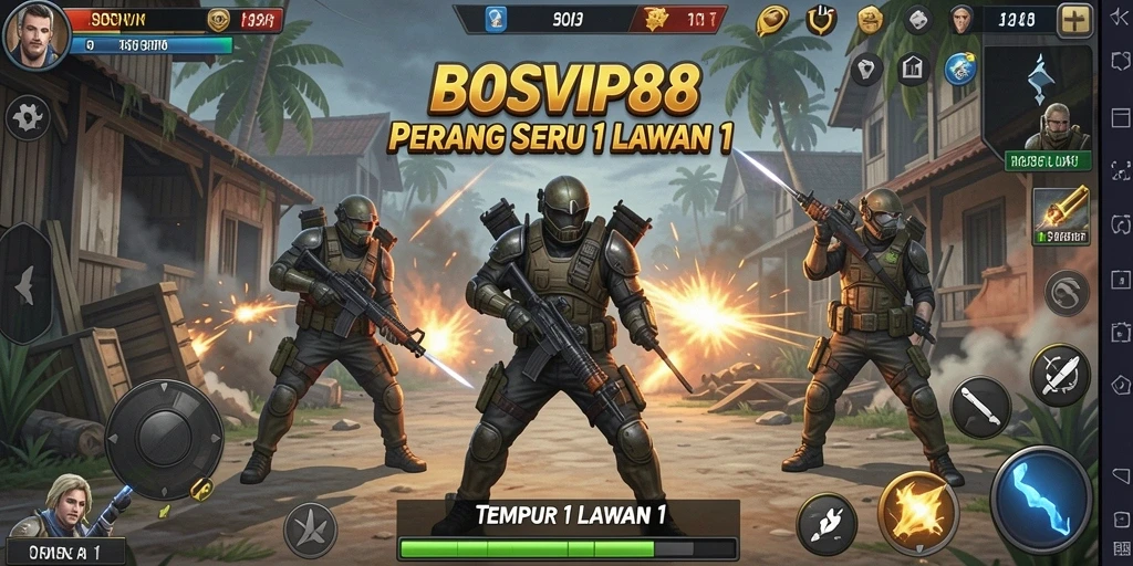 Antarmuka permainan BOSVIP88 yang dinamis untuk Tempur 1 Lawan 1.
