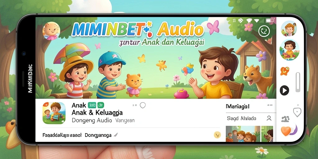 Antarmuka aplikasi MIMINBET yang menarik untuk Dongeng Audio.
