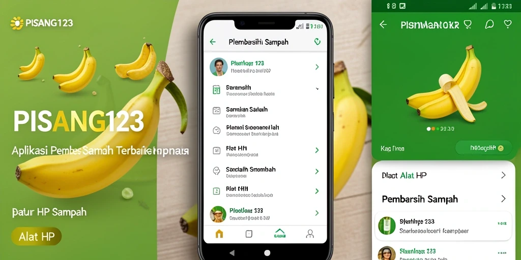 Antarmuka aplikasi PISANG123 menunjukkan fitur pembersihan sampah yang mudah digunakan.