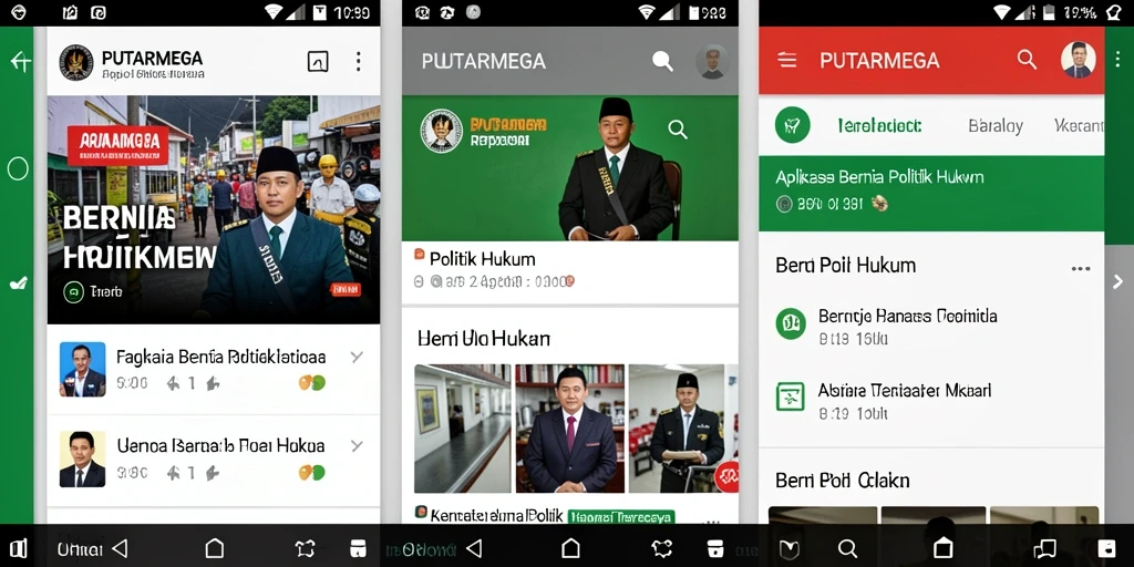 Tampilan antarmuka PUTARMEGA dengan fitur berita dan kategori hukum.