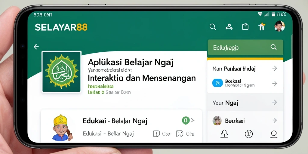 Tampilan antarmuka aplikasi SELAYAR88 untuk belajar ngaji.