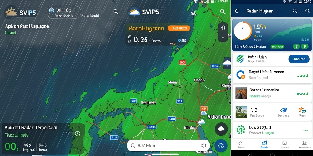 Tampilan antarmuka pengguna aplikasi Radar Hujan SVIP5 yang informatif.